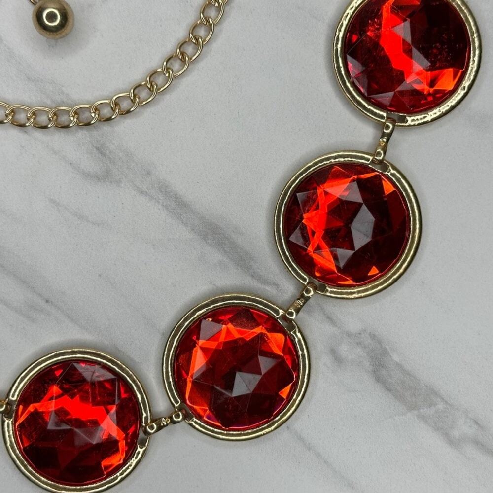 Chunky Red Rhinestone Chain Link Belt One Size (OS) ✨ - Picture 5 of 10